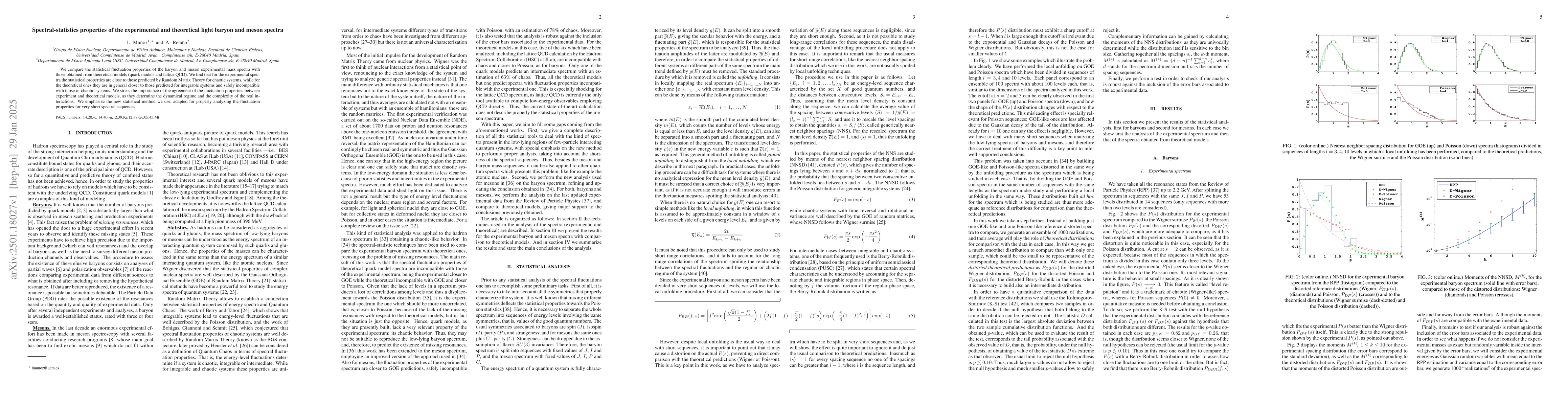 Thumbnail for Spectral-statistics properties of the experimental and theoretical light
  baryon and meson spectra