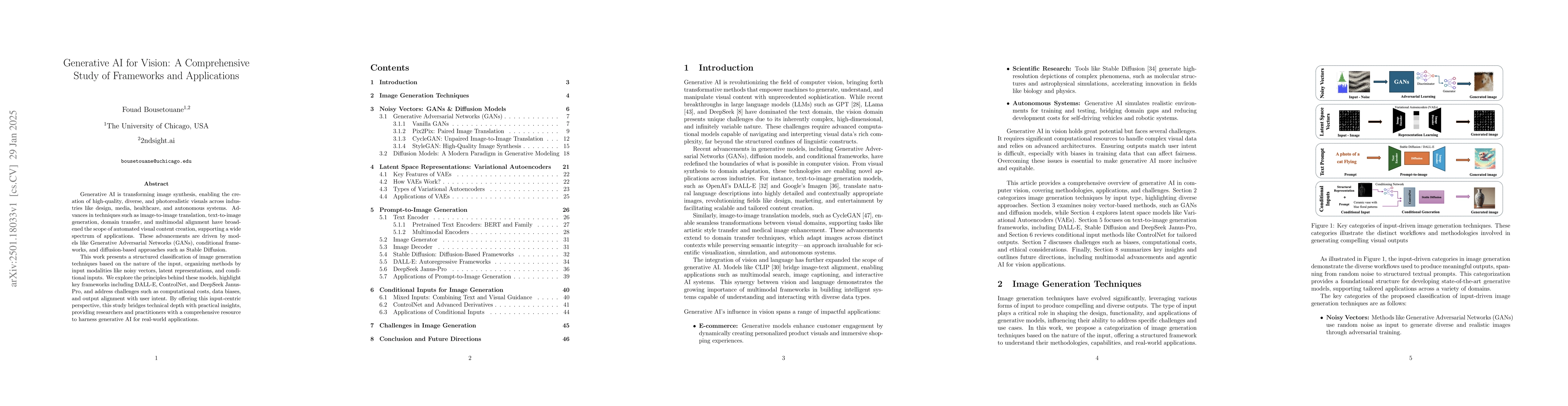 Thumbnail for Generative AI for Vision: A Comprehensive Study of Frameworks and
  Applications
