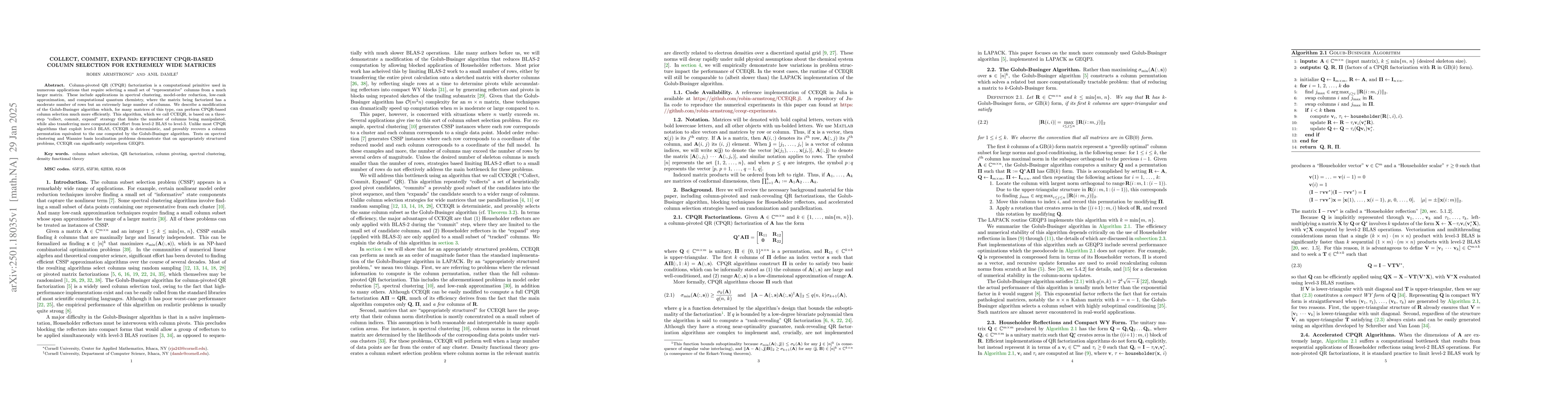 Thumbnail for Collect, Commit, Expand: Efficient CPQR-Based Column Selection for
  Extremely Wide Matrices