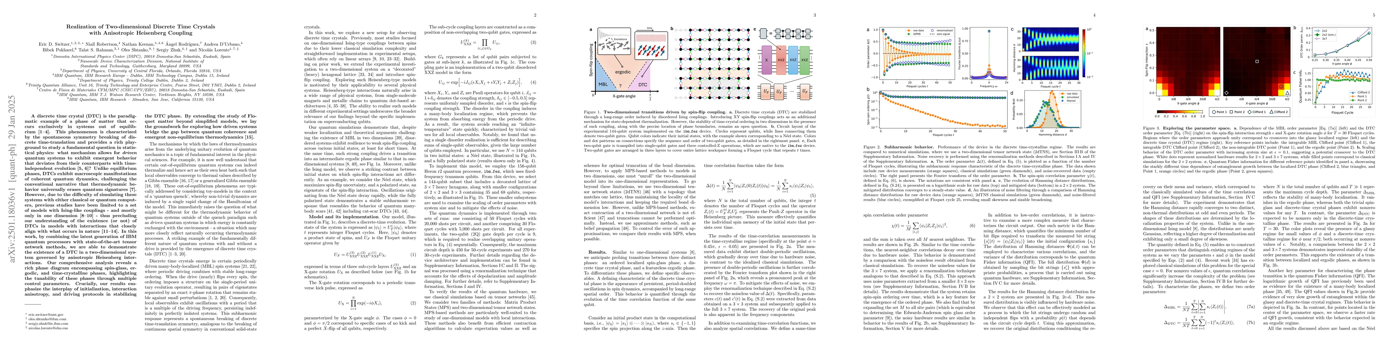 Thumbnail for Realization of Two-dimensional Discrete Time Crystals with Anisotropic
  Heisenberg Coupling