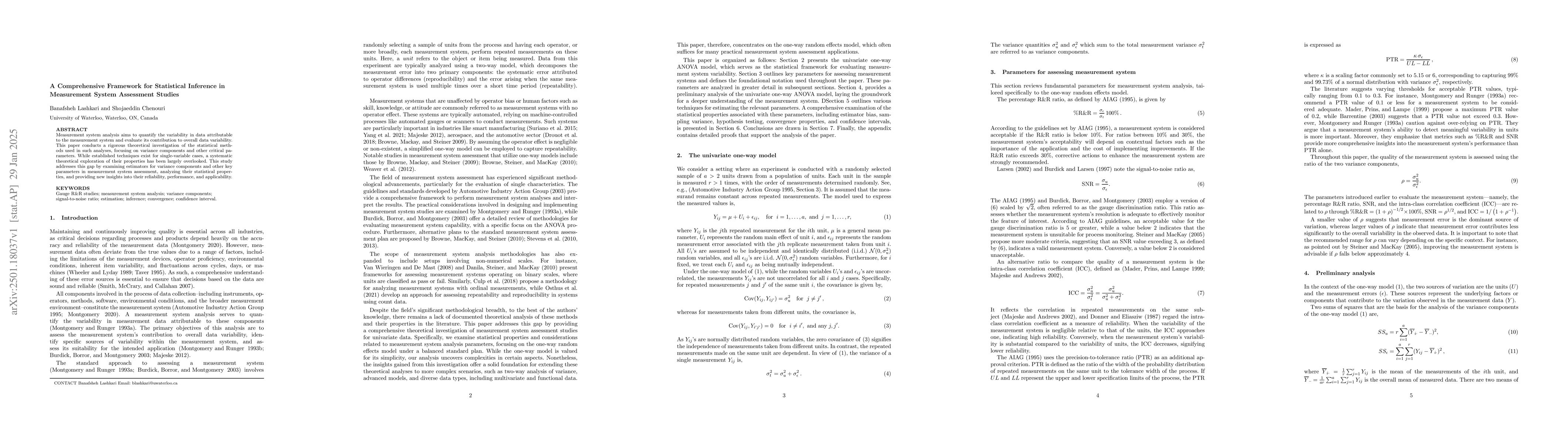 Thumbnail for A Comprehensive Framework for Statistical Inference in Measurement
  System Assessment Studies