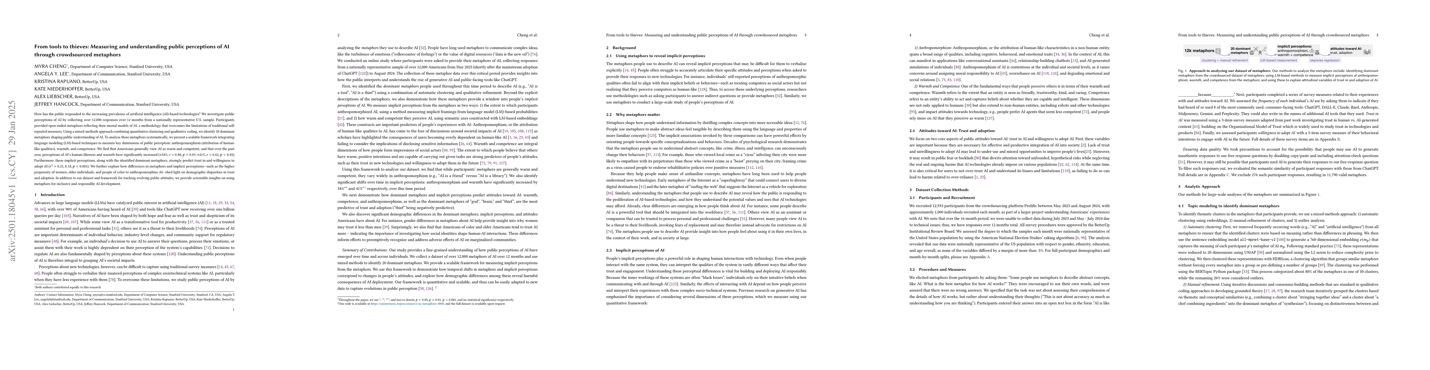 Thumbnail for From tools to thieves: Measuring and understanding public perceptions of
  AI through crowdsourced metaphors