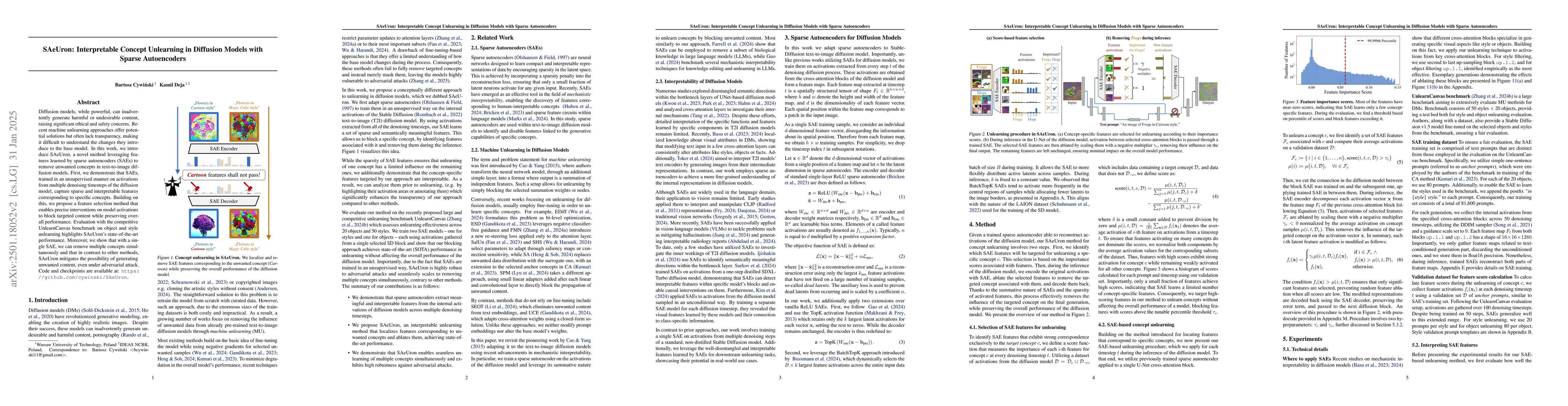 Thumbnail for SAeUron: Interpretable Concept Unlearning in Diffusion Models with
  Sparse Autoencoders