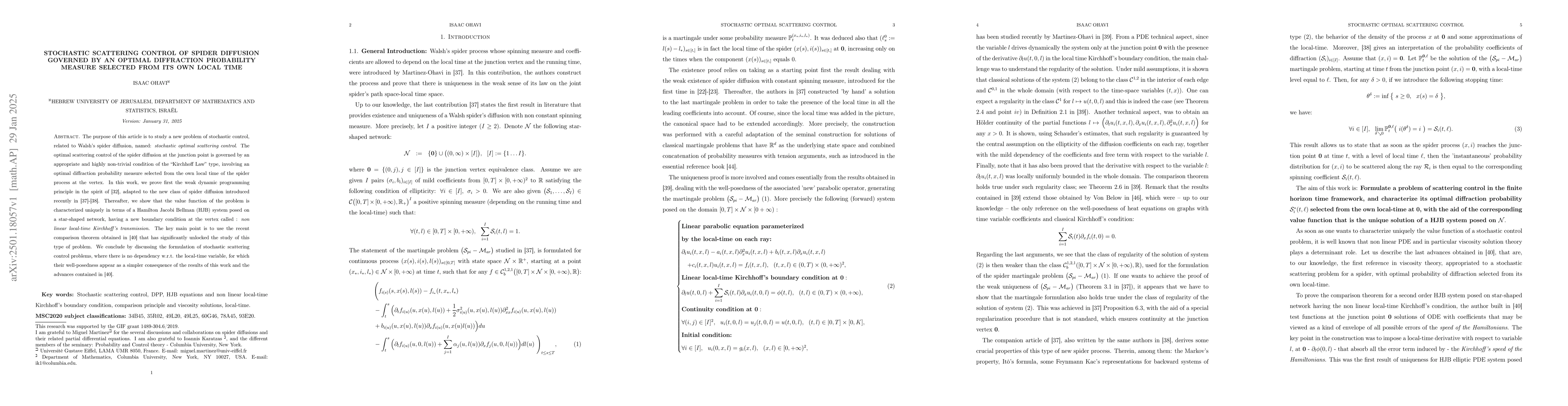 Thumbnail for Stochastic scattering control of spider diffusion governed by an optimal
  diffraction probability measure selected from its own local-time