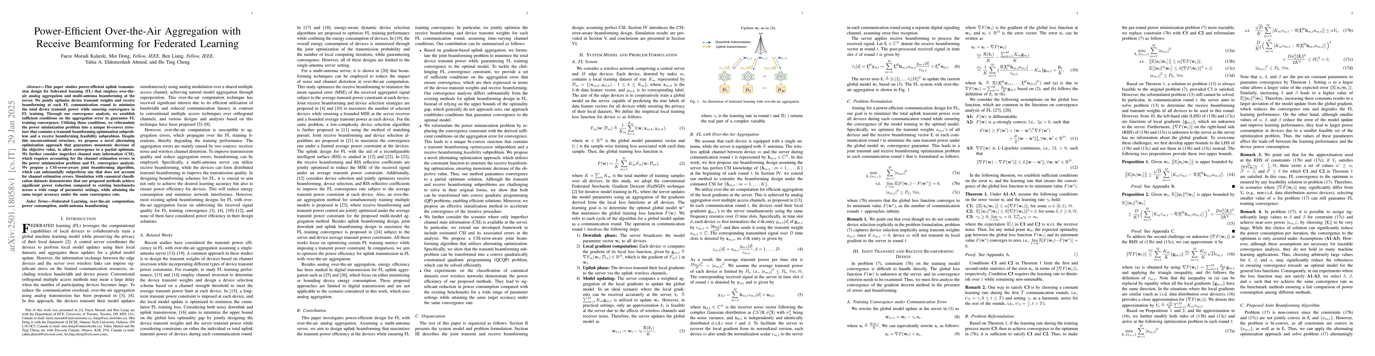 Thumbnail for Power-Efficient Over-the-Air Aggregation with Receive Beamforming for
  Federated Learning