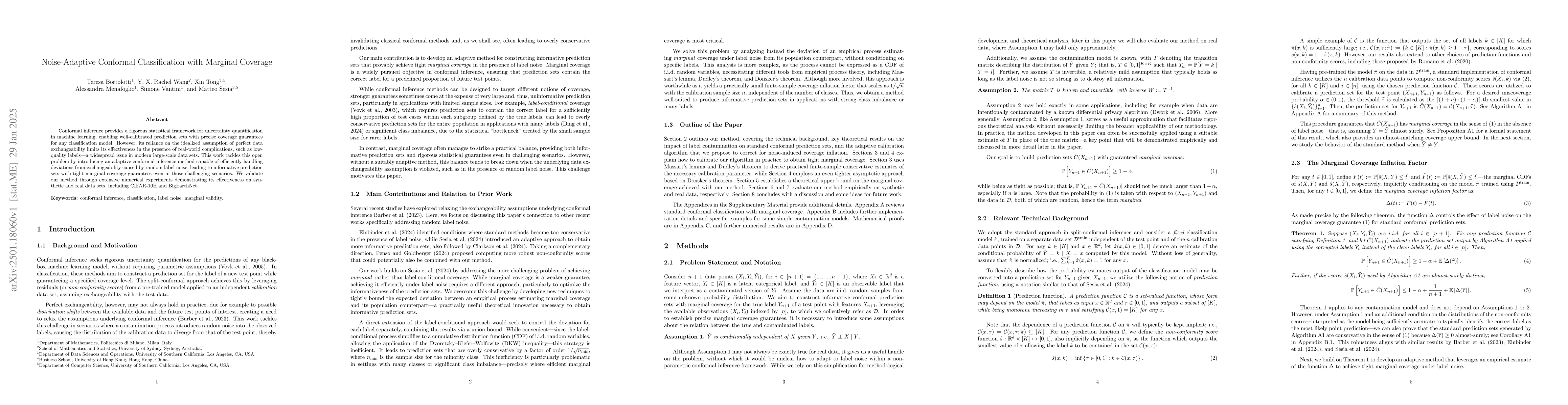 Thumbnail for Noise-Adaptive Conformal Classification with Marginal Coverage