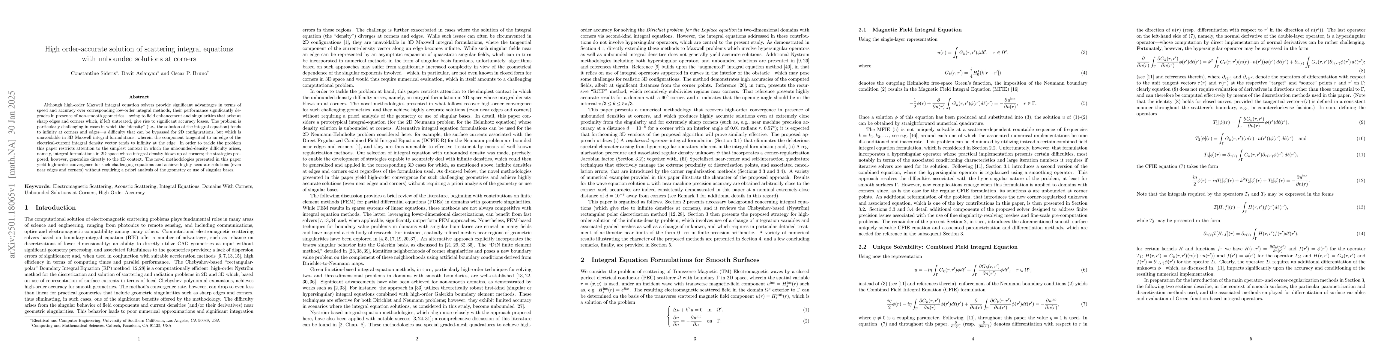 Thumbnail for High order-accurate solution of scattering integral equations with
  unbounded solutions at corners