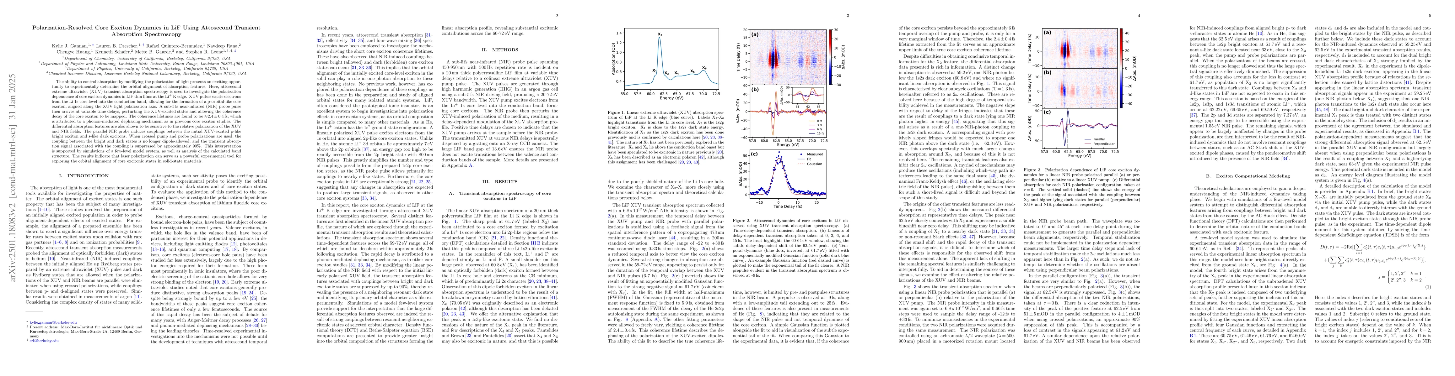 Thumbnail for Polarization-Resolved Core Exciton Dynamics in LiF Using Attosecond
  Transient Absorption Spectroscopy