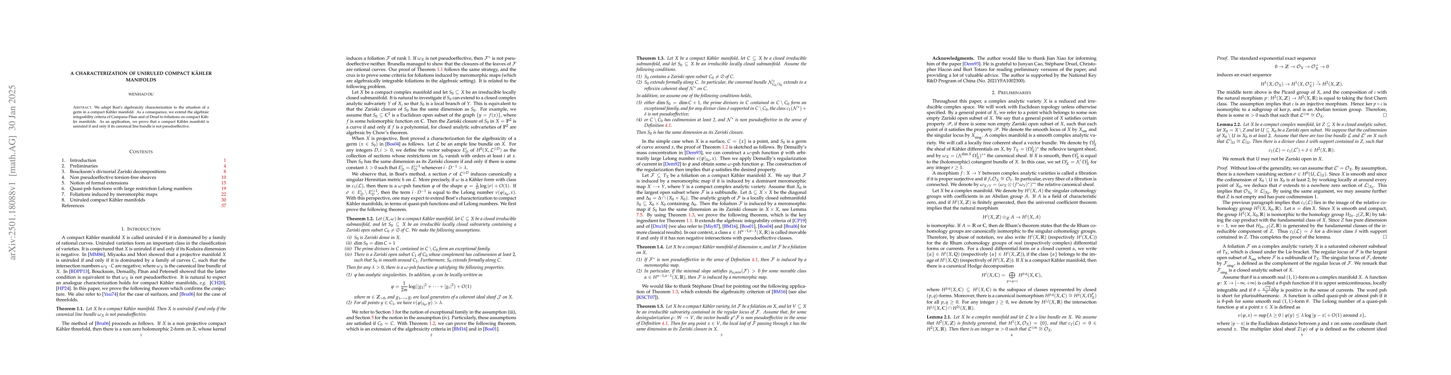 Thumbnail for A characterization of uniruled compact KĂ¤hler manifolds