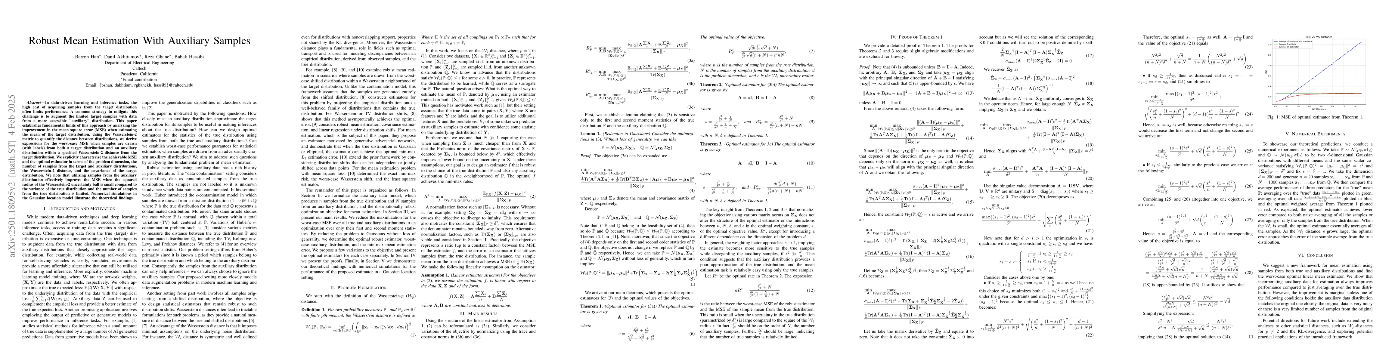 Thumbnail for Robust Mean Estimation With Auxiliary Samples