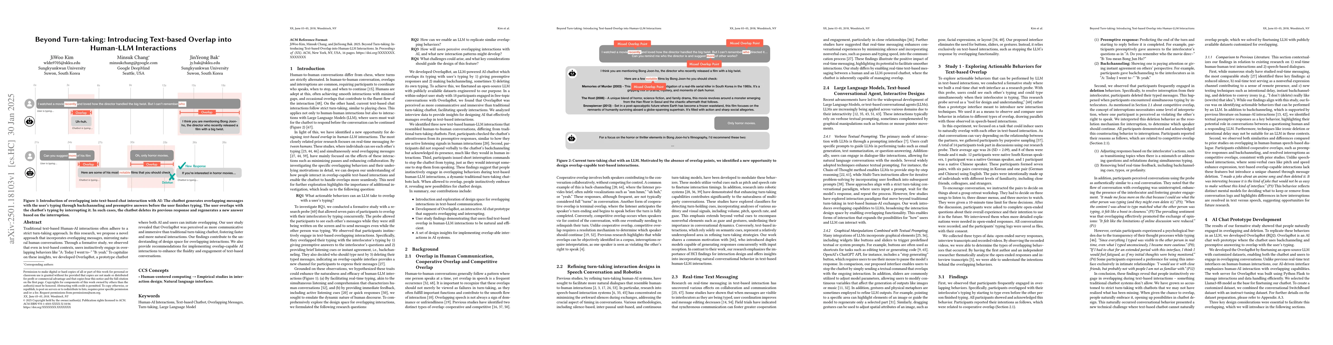Thumbnail for Beyond Turn-taking: Introducing Text-based Overlap into Human-LLM
  Interactions