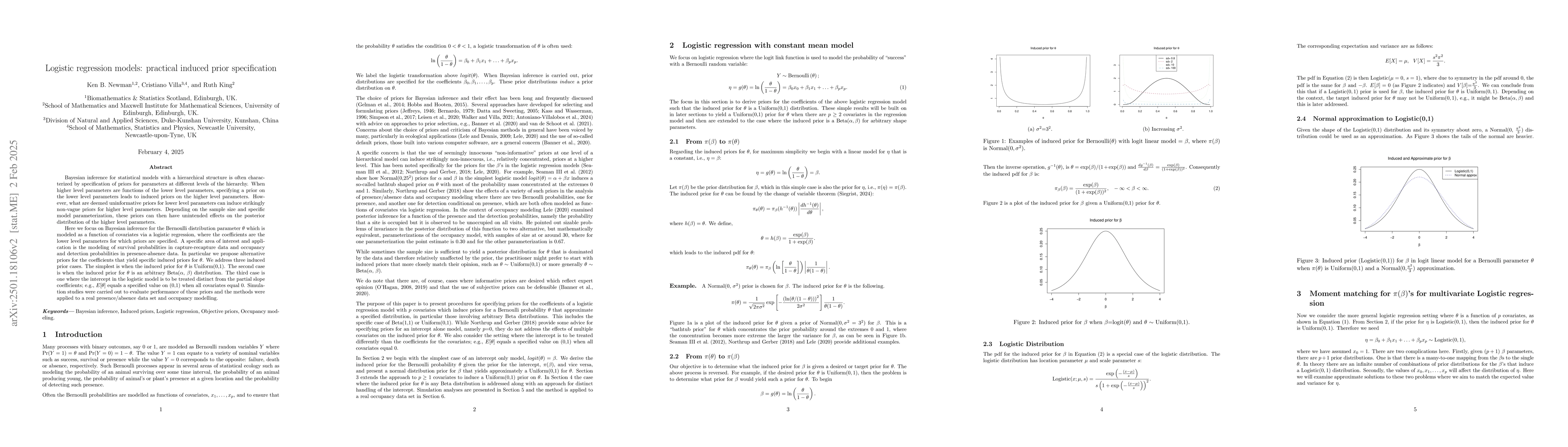 Thumbnail for Logistic regression models: practical induced prior specification