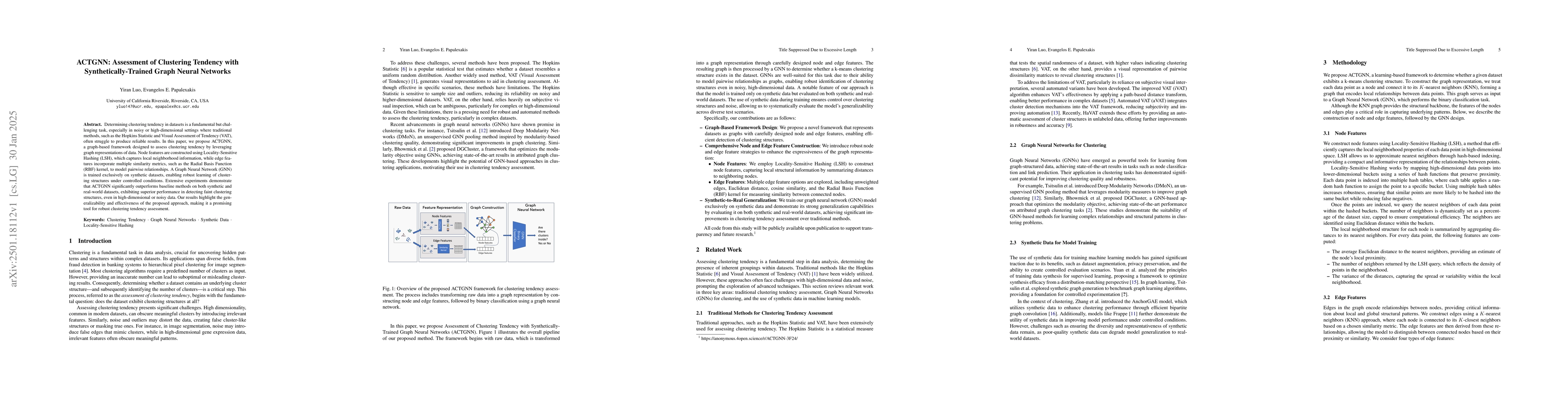 Thumbnail for ACTGNN: Assessment of Clustering Tendency with Synthetically-Trained
  Graph Neural Networks