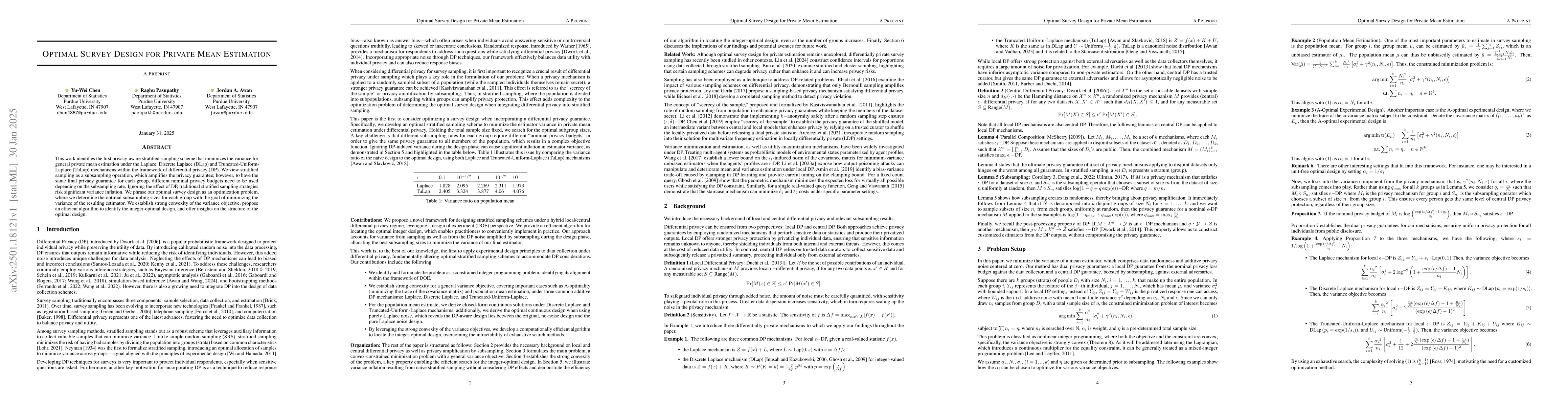 Thumbnail for Optimal Survey Design for Private Mean Estimation