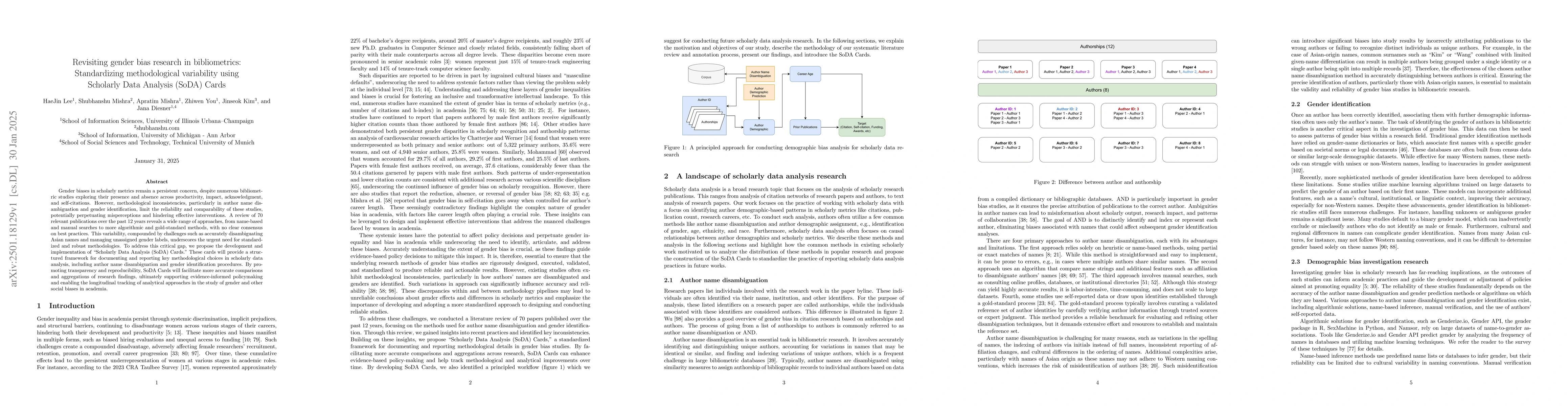 Thumbnail for Revisiting gender bias research in bibliometrics: Standardizing
  methodological variability using Scholarly Data Analysis (SoDA) Cards