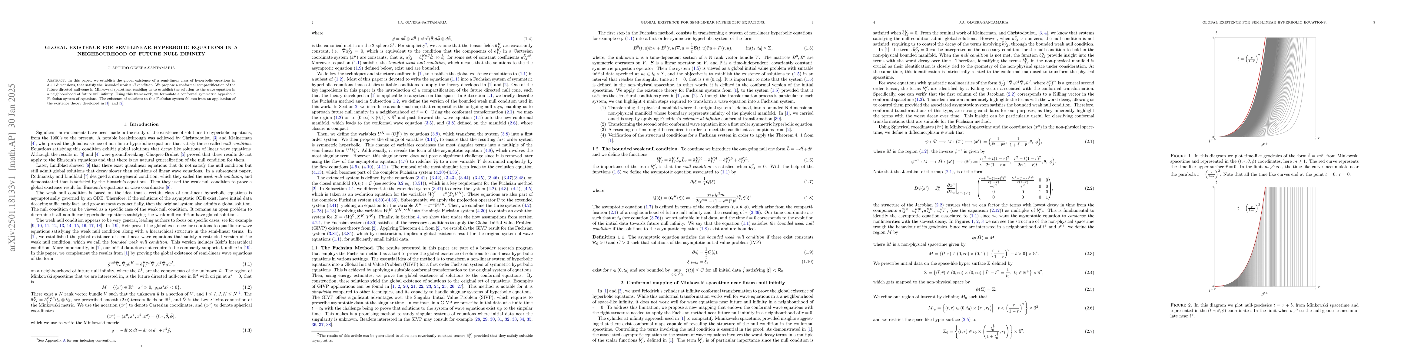 Thumbnail for Global existence for semi-linear hyperbolic equations in a neighbourhood
  of future null infinity