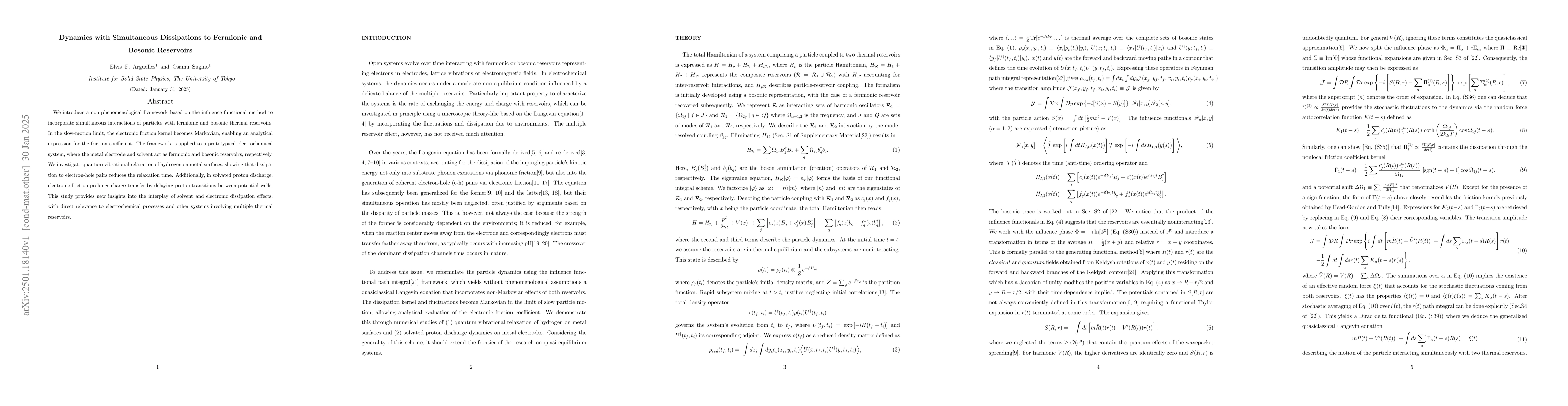 Thumbnail for Dynamics with Simultaneous Dissipations to Fermionic and Bosonic
  Reservoirs