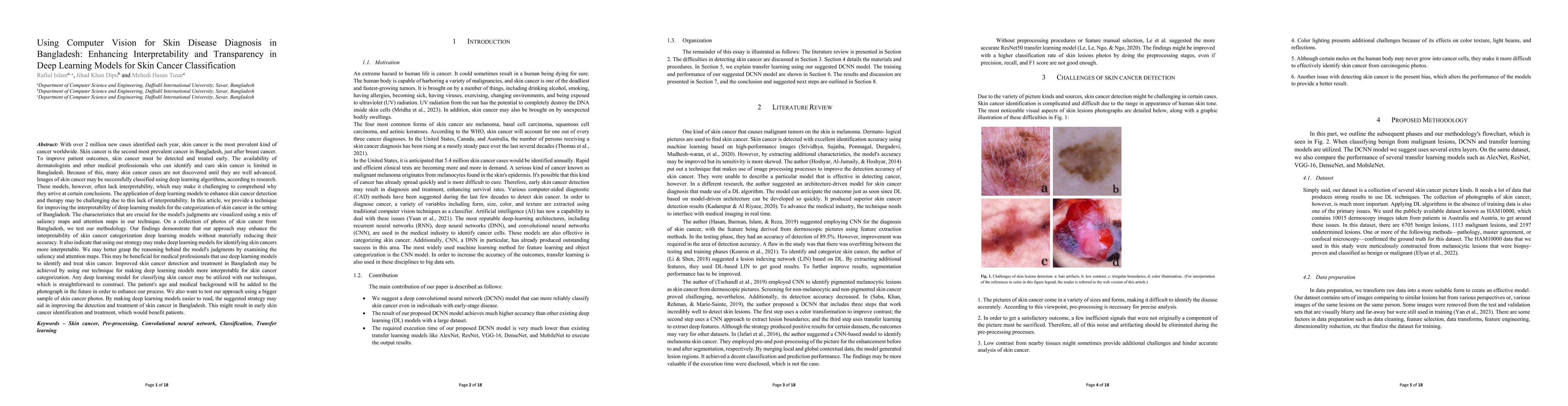 Thumbnail for Using Computer Vision for Skin Disease Diagnosis in Bangladesh Enhancing
  Interpretability and Transparency in Deep Learning Models for Skin Cancer
  Classification