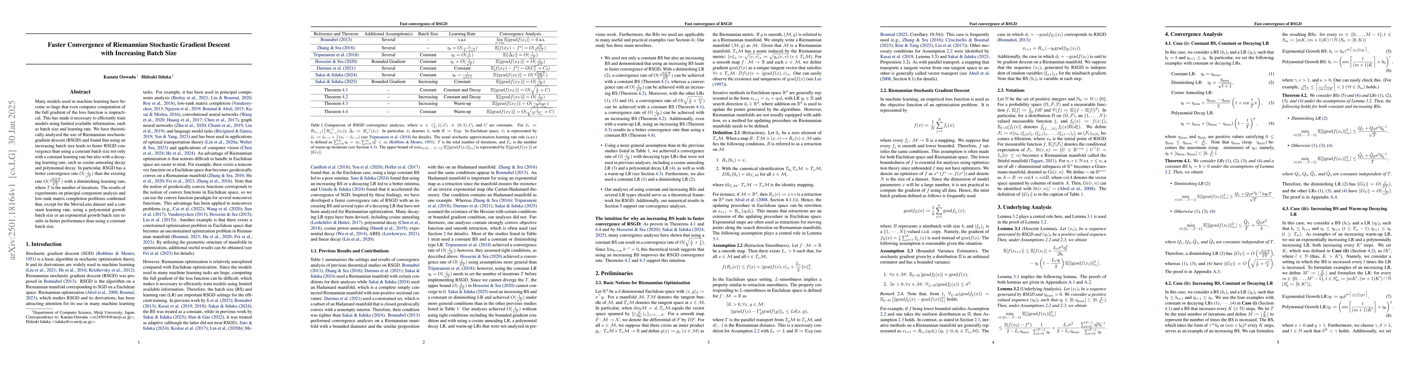 Thumbnail for Faster Convergence of Riemannian Stochastic Gradient Descent with
  Increasing Batch Size