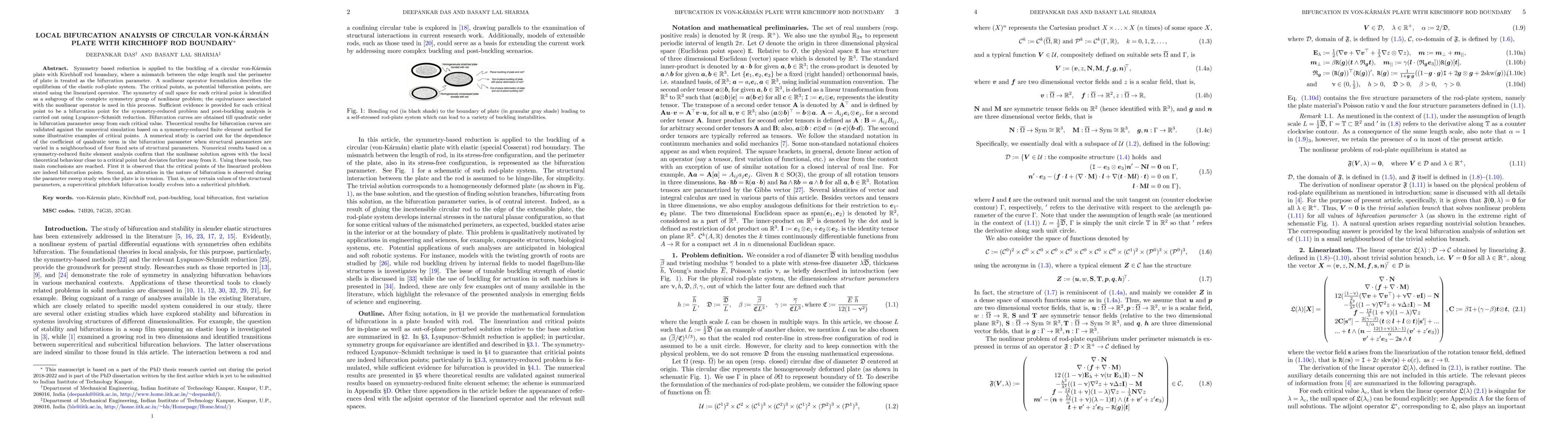 Thumbnail for Local bifurcation analysis of circular von-Kármán plate with
  Kirchhoff rod boundary