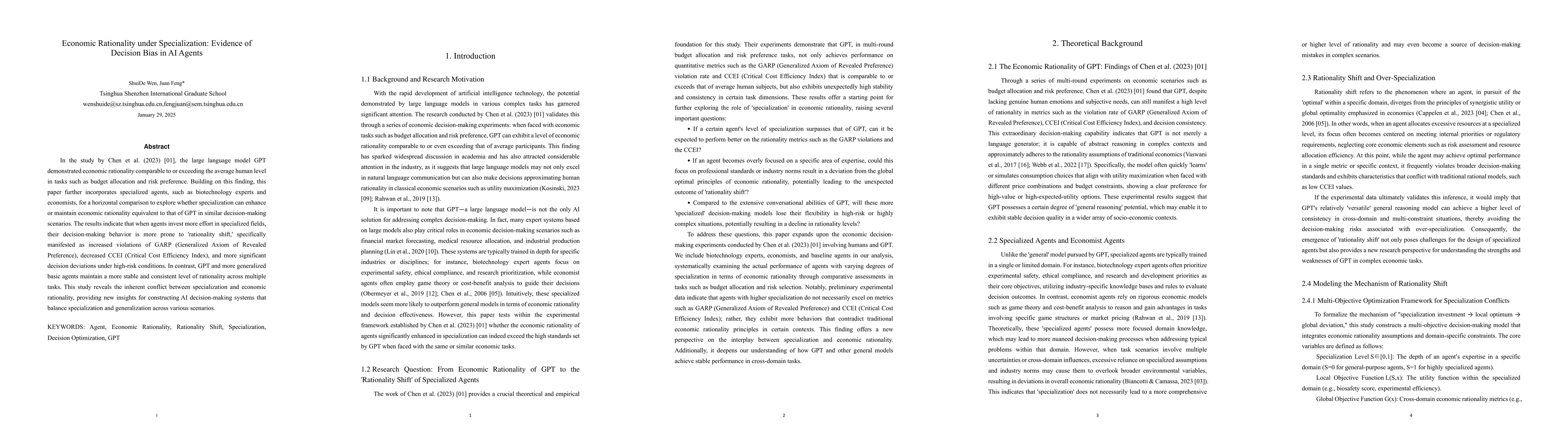 Thumbnail for Economic Rationality under Specialization: Evidence of Decision Bias in
  AI Agents