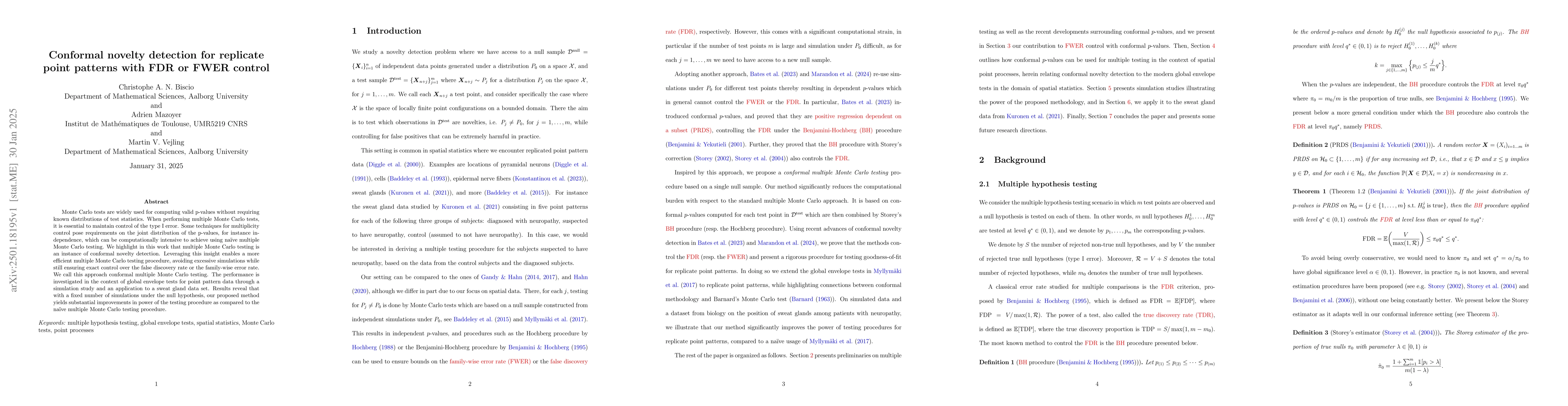 Thumbnail for Conformal novelty detection for replicate point patterns with FDR or
  FWER control