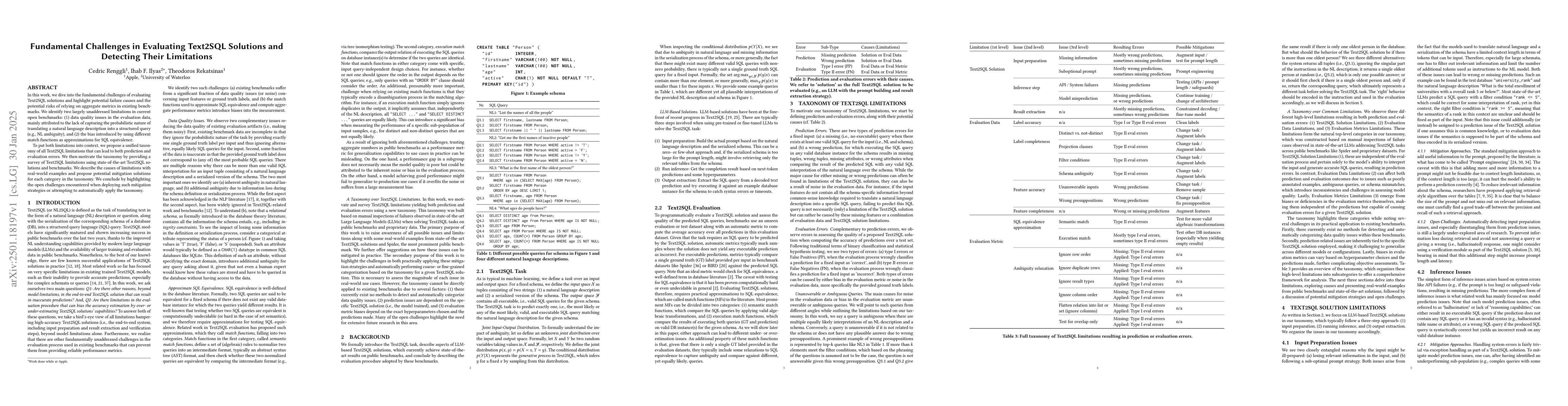 Thumbnail for Fundamental Challenges in Evaluating Text2SQL Solutions and Detecting
  Their Limitations
