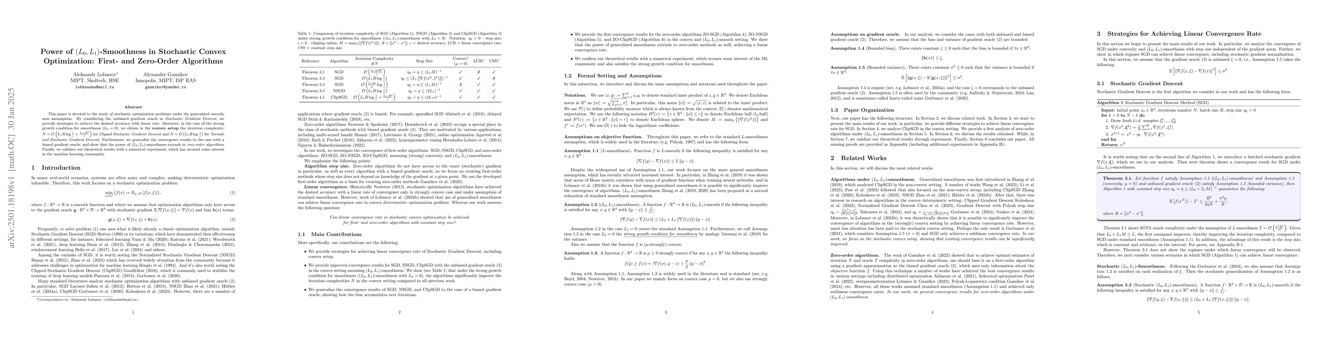 Thumbnail for Power of $(L_0,L_1)$-Smoothness in Stochastic Convex Optimization:
  First- and Zero-Order Algorithms