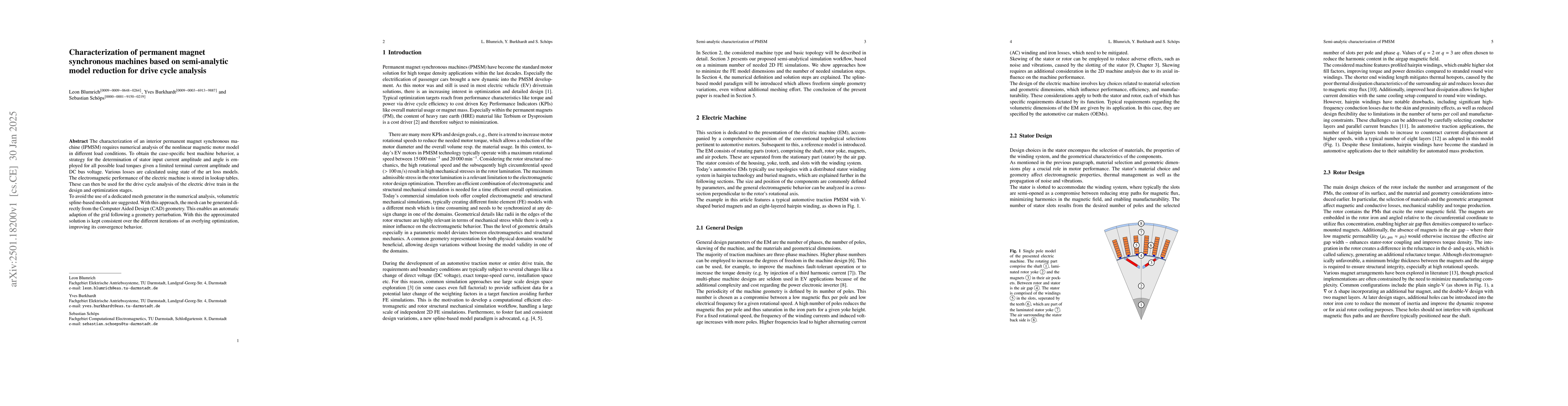 Thumbnail for Characterization of Permanent Magnet Synchronous Machines based on
  semi-analytic model reduction for drive cycle analysis