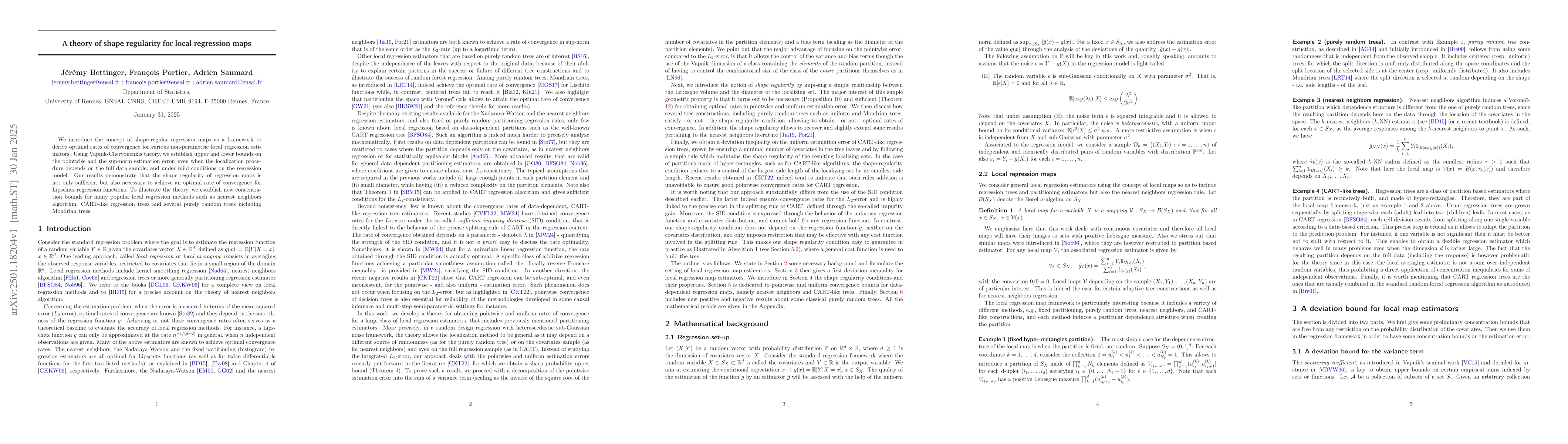 Thumbnail for A theory of shape regularity for local regression maps