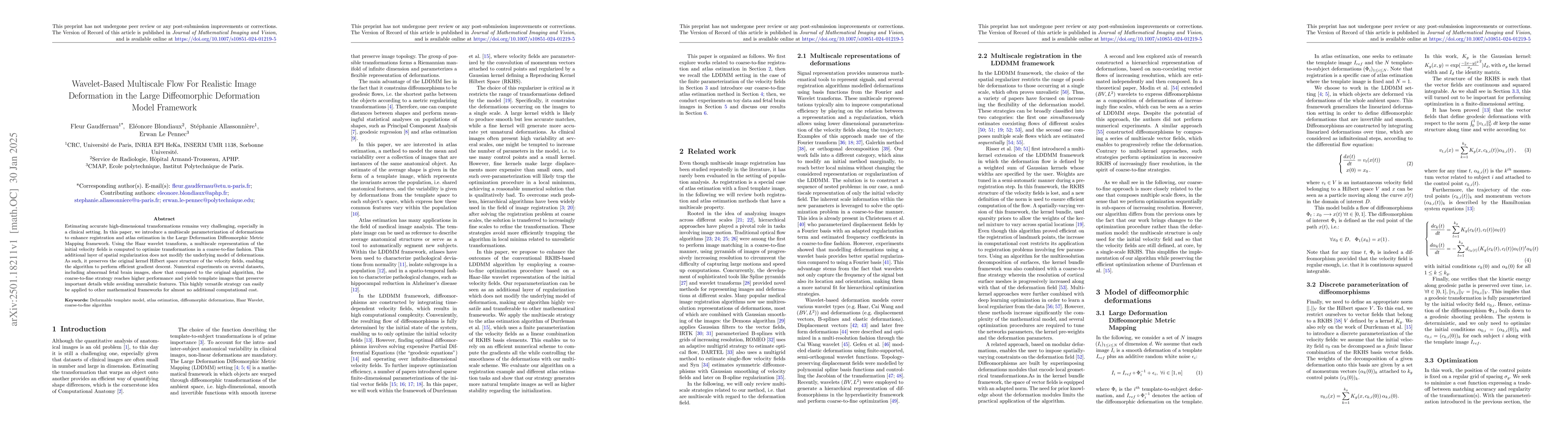 Thumbnail for Wavelet-Based Multiscale Flow For Realistic Image Deformation in the
  Large Diffeomorphic Deformation Model Framework