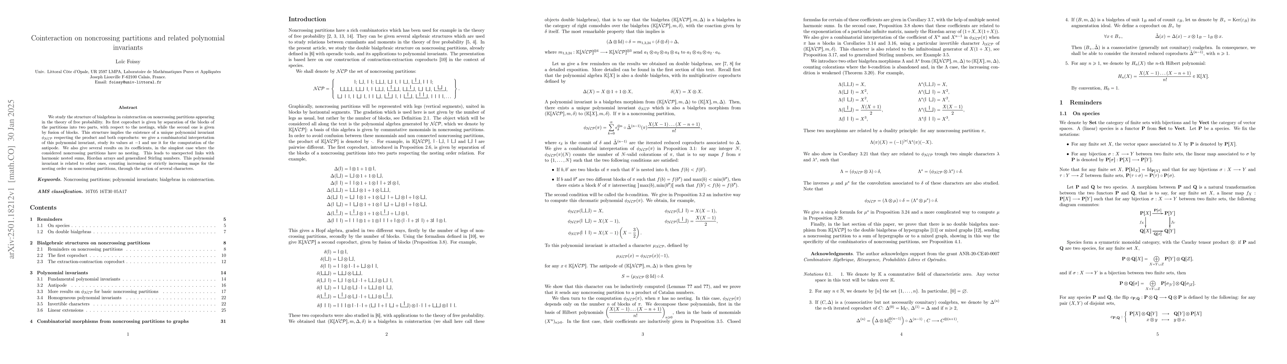 Thumbnail for Cointeraction on noncrossing partitions and related polynomial
  invariants
