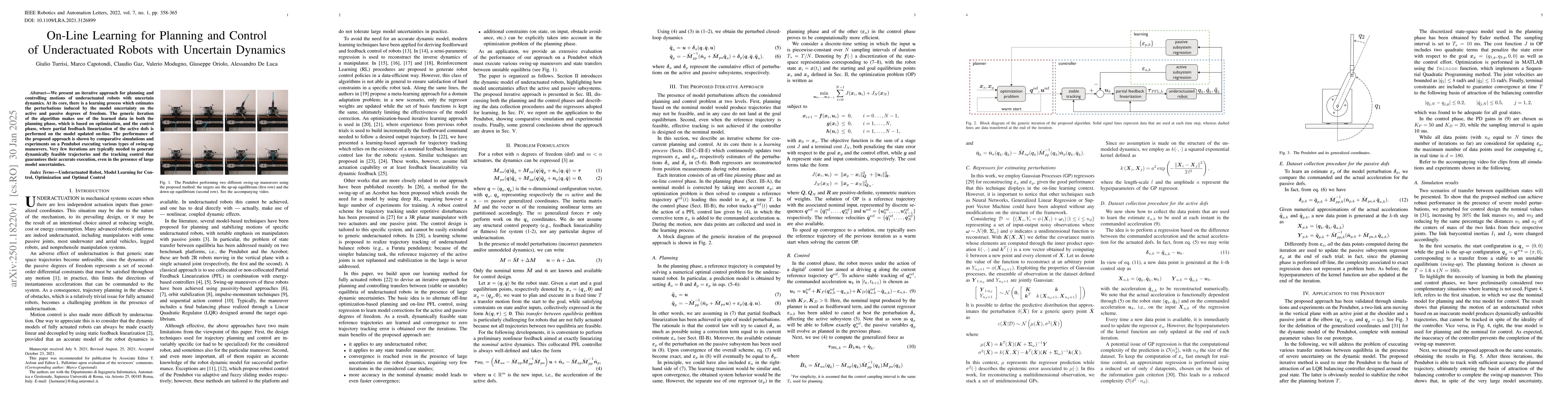 Thumbnail for On-Line Learning for Planning and Control of Underactuated Robots with
  Uncertain Dynamics