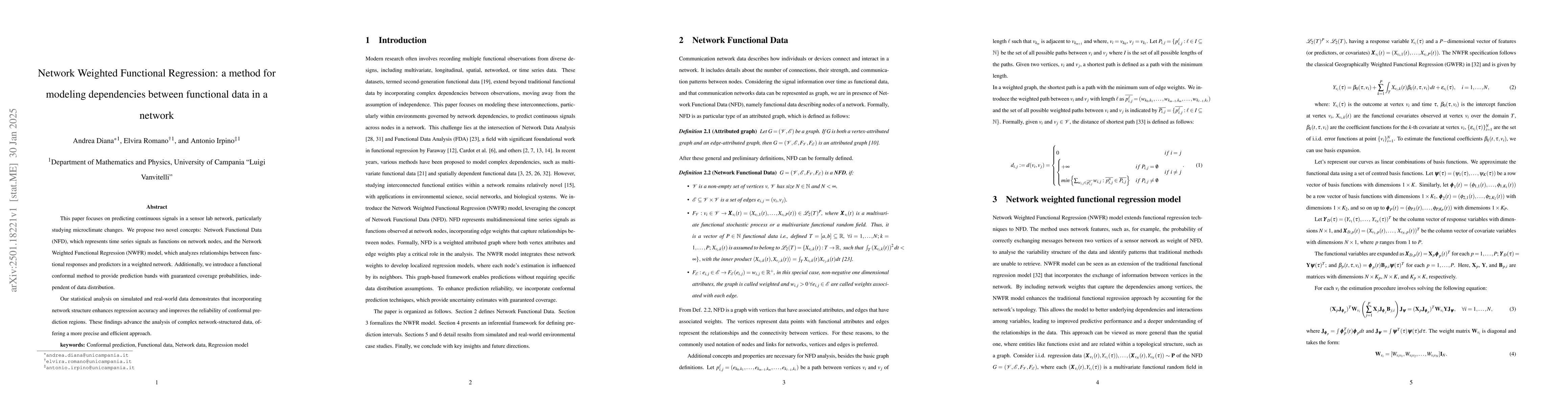 Thumbnail for Network Weighted Functional Regression: a method for modeling
  dependencies between functional data in a network