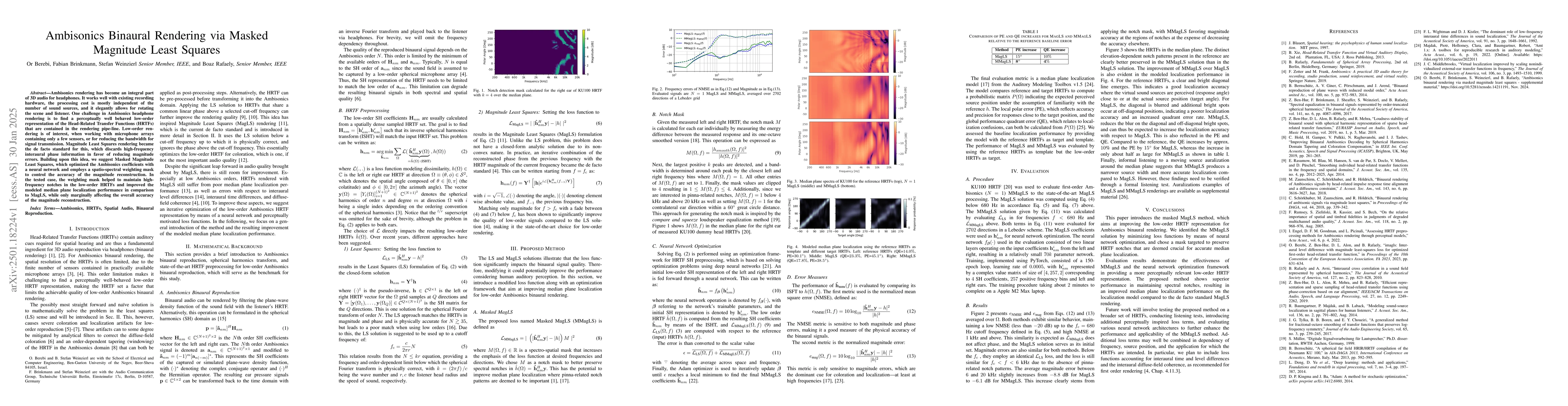 Thumbnail for Ambisonics Binaural Rendering via Masked Magnitude Least Squares