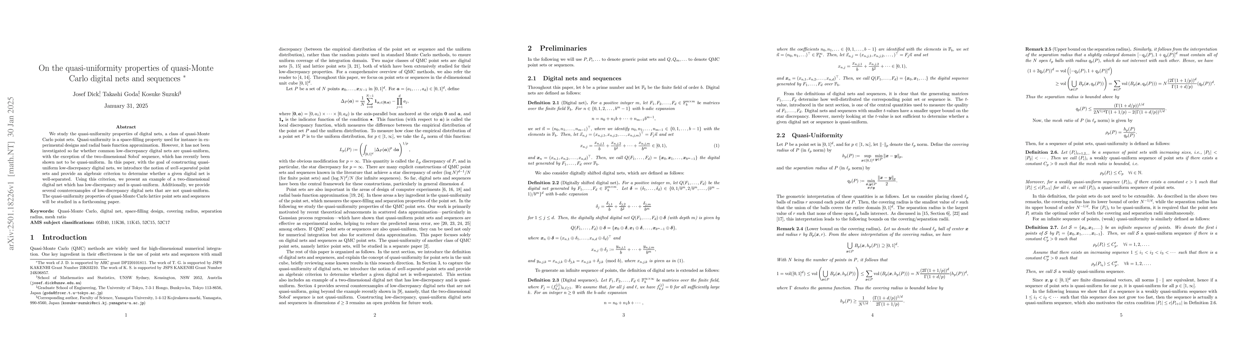 Thumbnail for On the quasi-uniformity properties of quasi-Monte Carlo digital nets and
  sequences