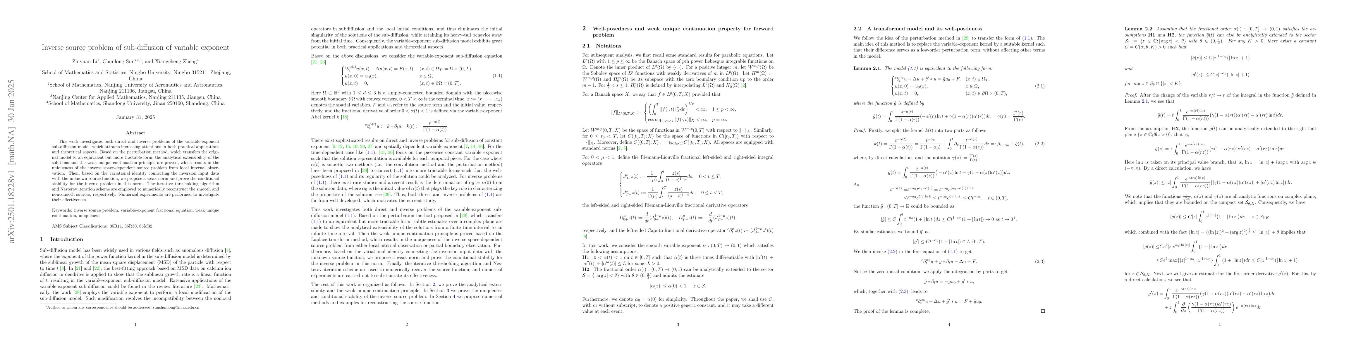 Thumbnail for Inverse source problem of sub-diffusion of variable exponent