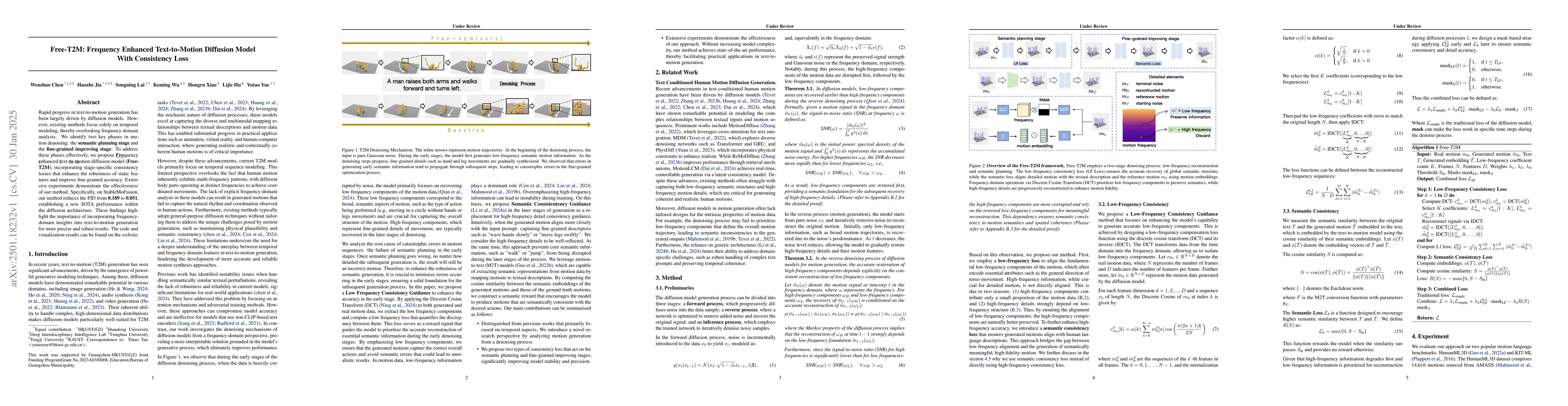 Thumbnail for Free-T2M: Frequency Enhanced Text-to-Motion Diffusion Model With
  Consistency Loss
