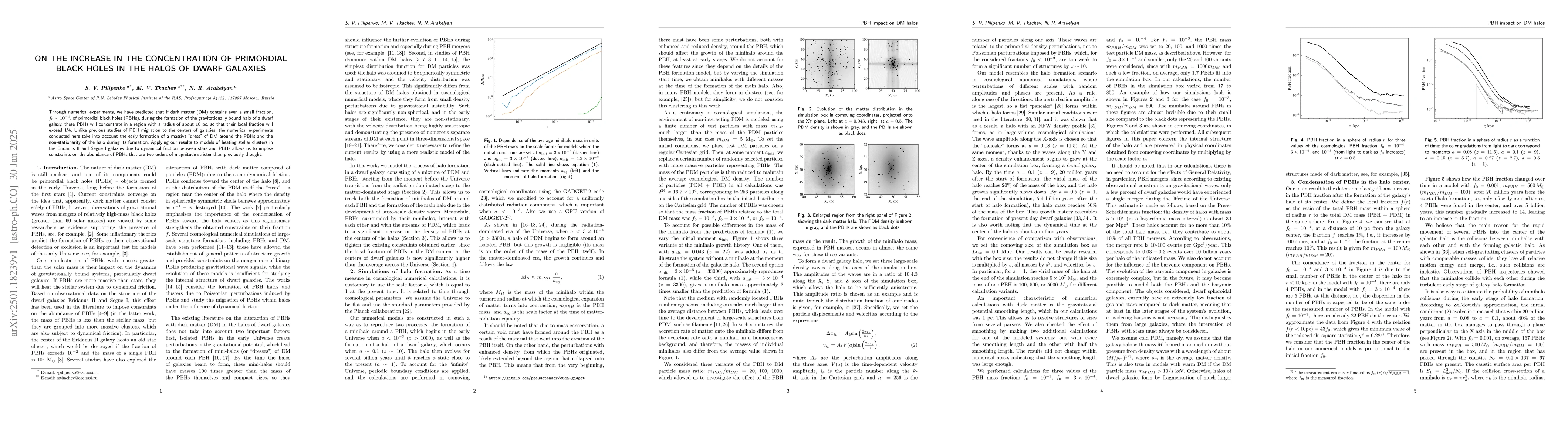 Thumbnail for On the increase in the concentration of primordial black holes in the
  halos of dwarf galaxies
