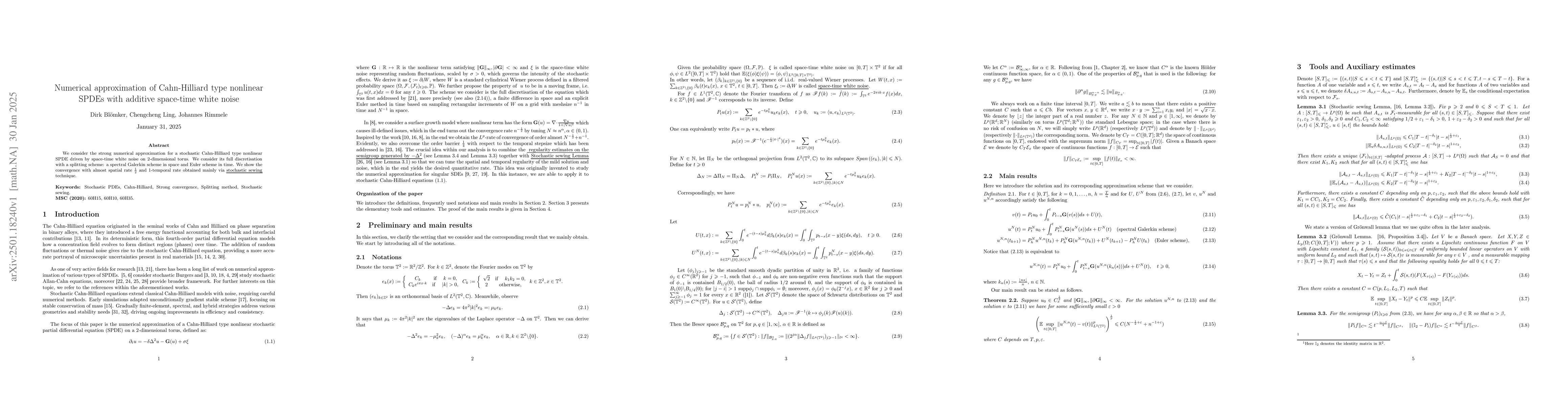 Thumbnail for Numerical approximation of Cahn-Hilliard type nonlinear SPDEs with
  additive space-time white noise