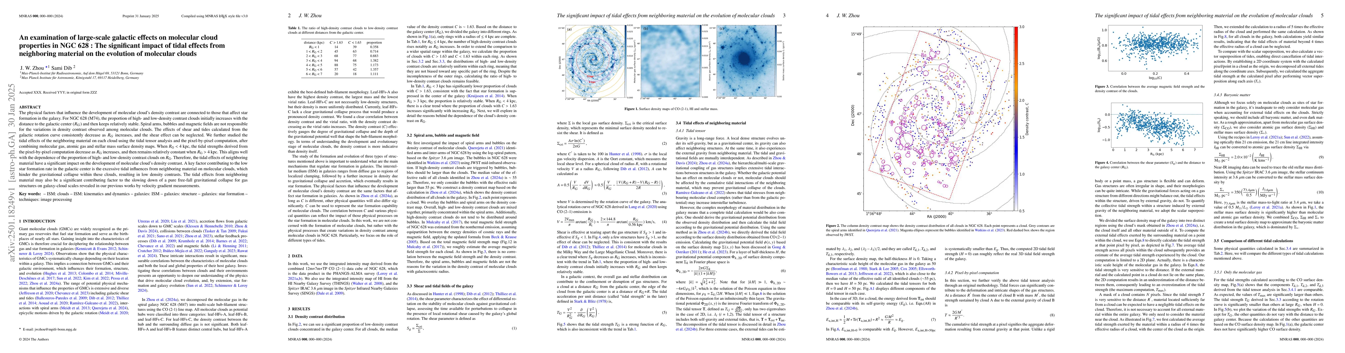 Thumbnail for An examination of large-scale galactic effects on molecular cloud
  properties in NGC 628 : The significant impact of tidal effects from
  neighboring material on the evolution of molecular clouds