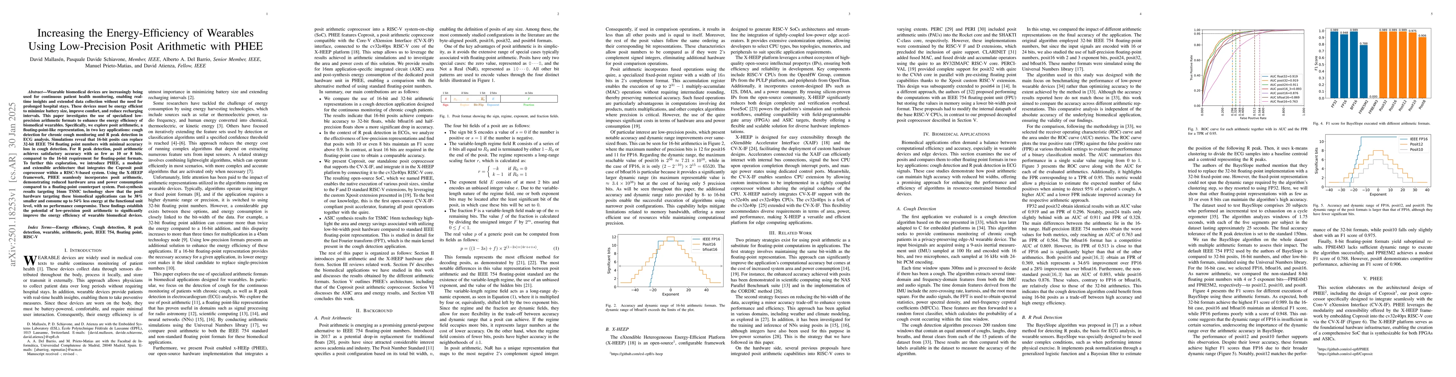 Thumbnail for Increasing the Energy-Efficiency of Wearables Using Low-Precision Posit
  Arithmetic with PHEE