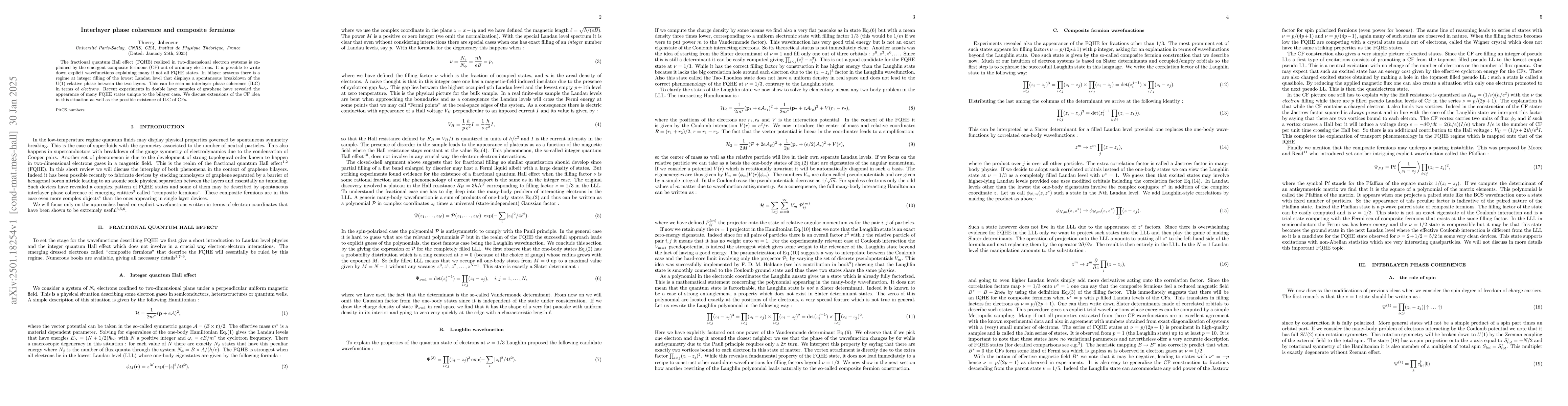 Thumbnail for Interlayer phase coherence and composite fermions