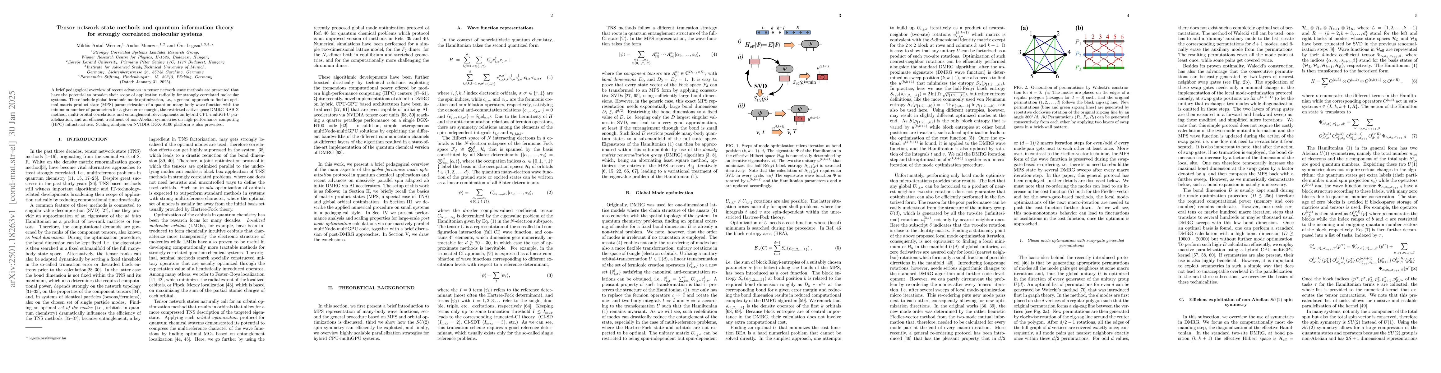 Thumbnail for Tensor network state methods and quantum information theory for strongly
  correlated molecular systems