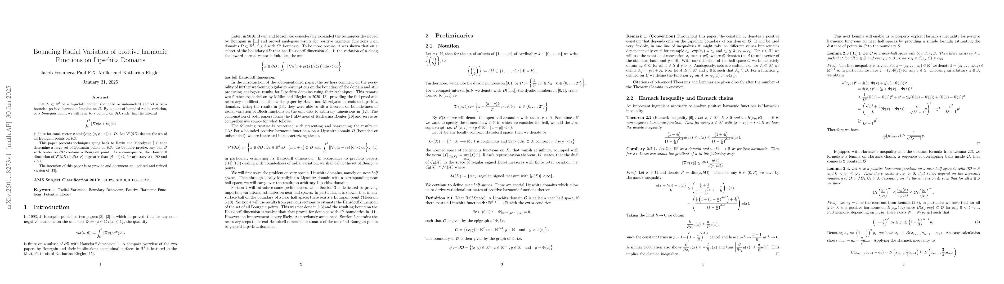 Thumbnail for Bounding Radial Variation of positive harmonic Functions on Lipschitz
  Domains