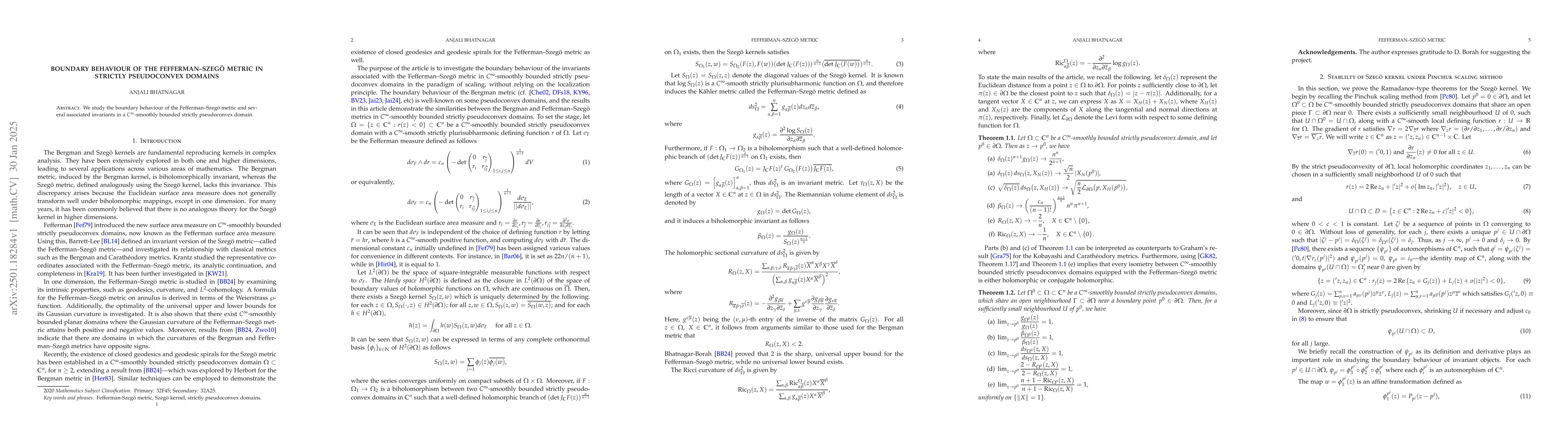 Thumbnail for Boundary behaviour of the Fefferman--Szegö metric in strictly
  pseudoconvex domains