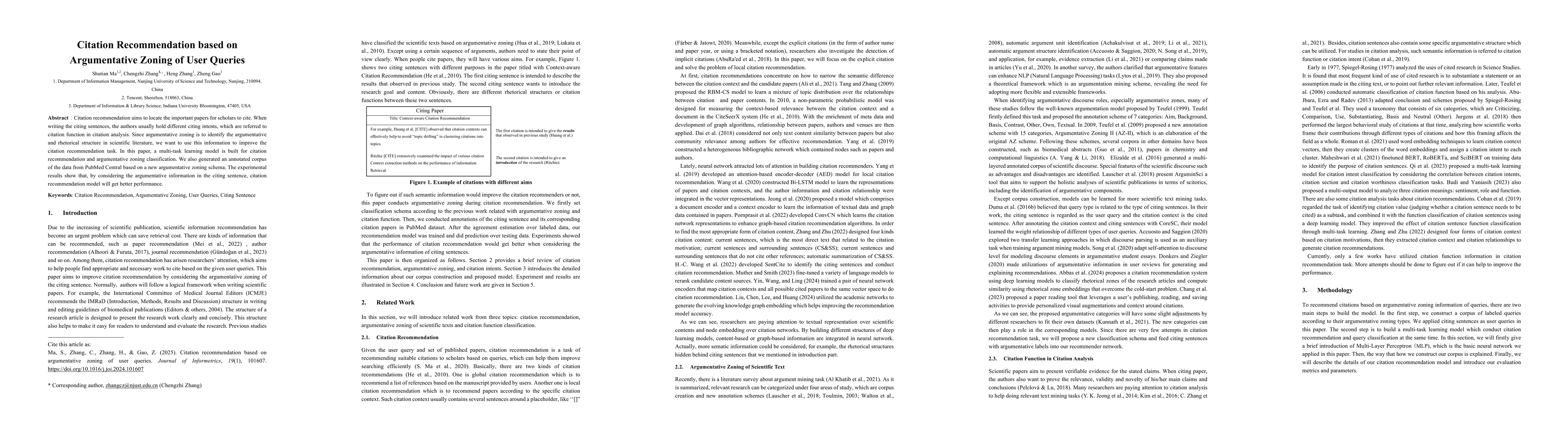 Thumbnail for Citation Recommendation based on Argumentative Zoning of User Queries