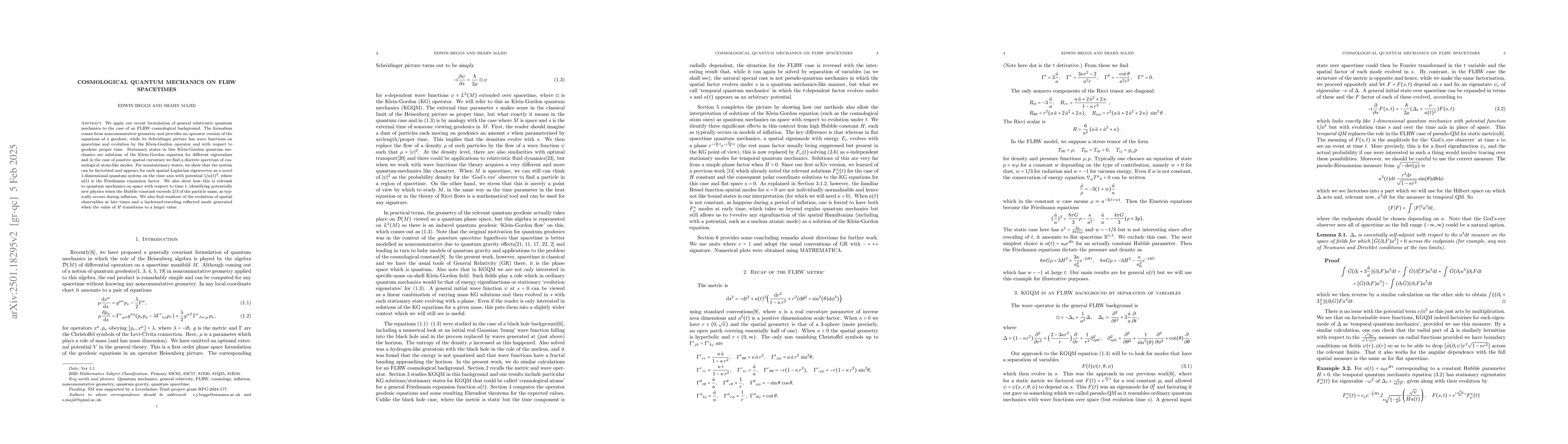 Thumbnail for Cosmological quantum mechanics on FLRW spacetimes