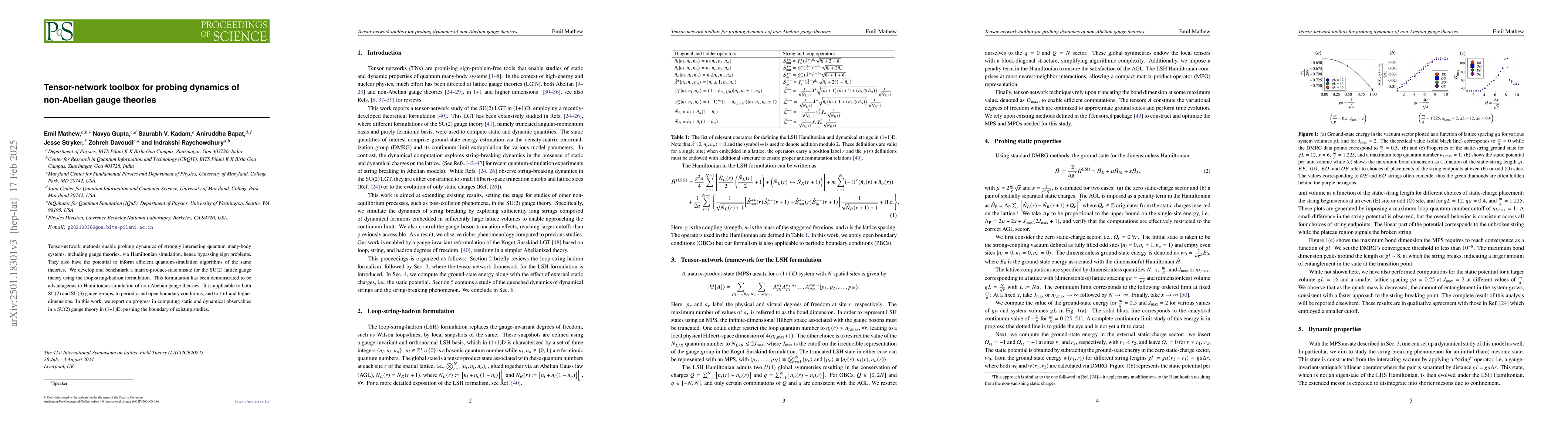 Thumbnail for Tensor-network Toolbox for probing dynamics of non-Abelian Gauge
  Theories