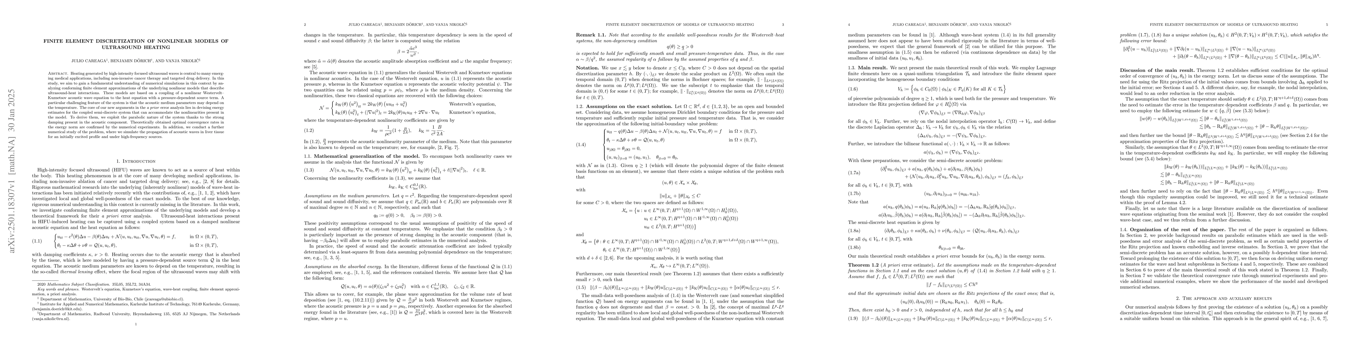 Thumbnail for Finite element discretization of nonlinear models of ultrasound heating